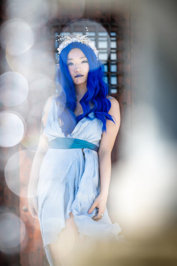 Styled Shoot - Nicasia cosplay standing behind fountain