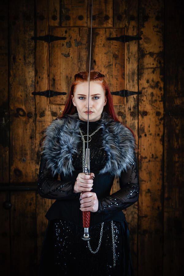 Styled Shoot - Sansa Stark Cosplay, holding sword